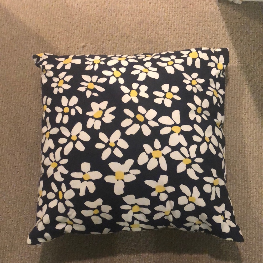 Kate Spade navy blue floral accent pillow